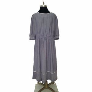 Vtg 70s Plus Size Dot Print Pleated Sleeve Dress 20.1/2